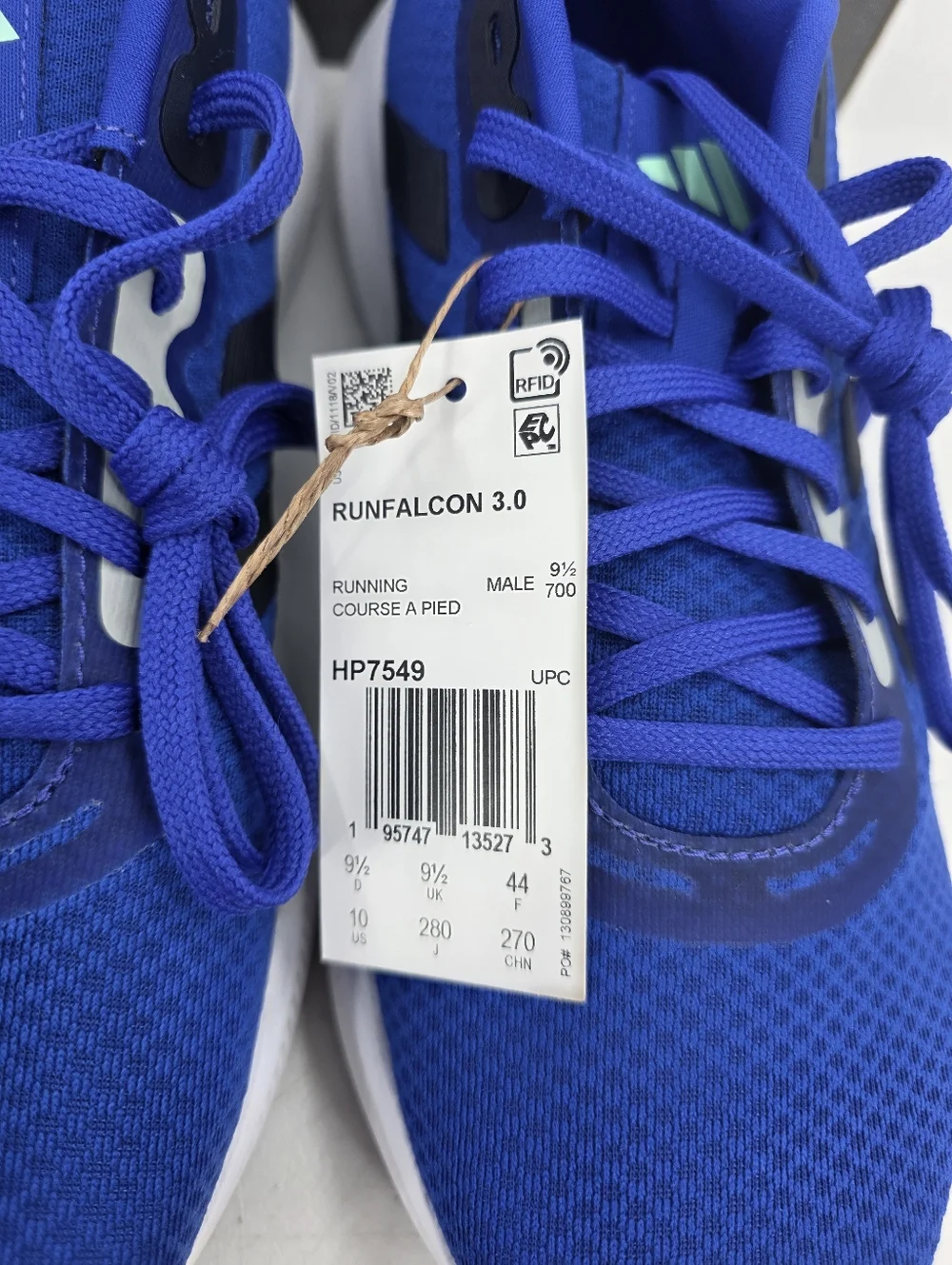 New Adidas Runfalcon 3.0 Cloudfoam Blue Black Running Shoes Mens Size 10 HP7549.